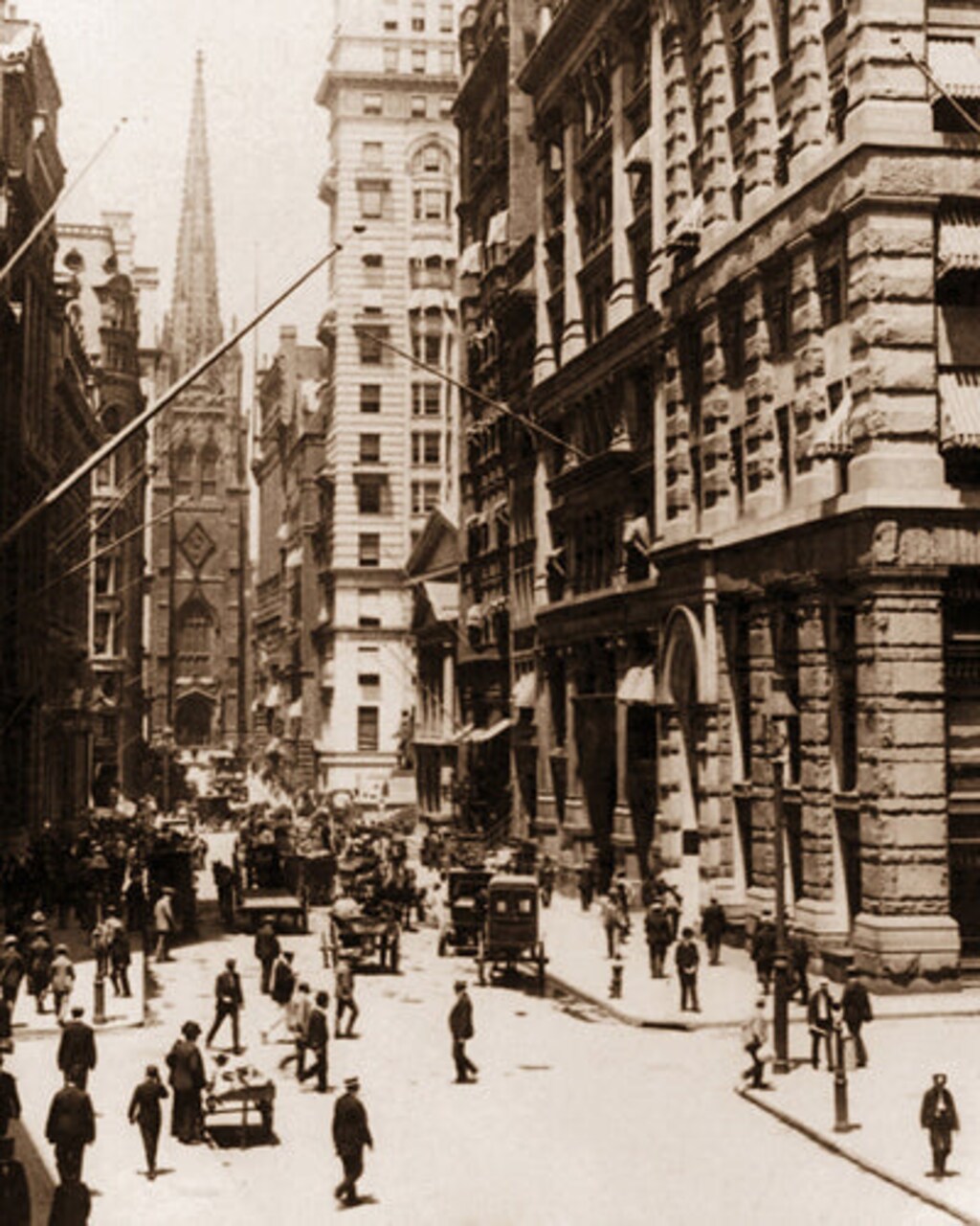 Framed Art Wall Street and Trinity Church, New York, 1910 by McMahan Photo Archive 10 x 8